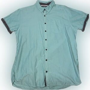 DepartWest Mens's Light Green Button down Short sleeve shirt XL